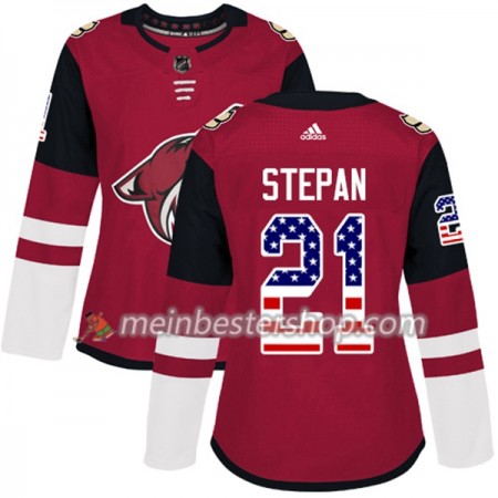 Arizona Coyotes Derek Stepan 21 Adidas 2017-2018 Rot USA Flag Fashion Trikot Authentic - Dame